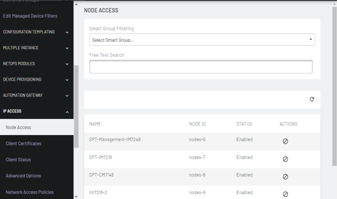 IMage of the Lighthouse UI showing how to view node access